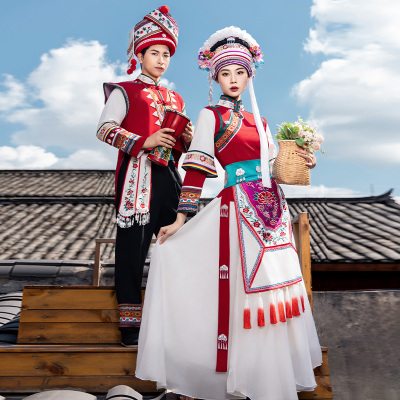 新款白族服装成人刺绣少数民族云南大理舞蹈旅拍演出演出服服饰
