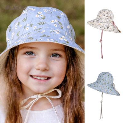 2026夏季儿童防晒帽男女童碎花渔夫帽宝宝防紫外线遮阳帽可折叠