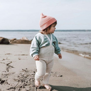 儿童举重裤ins风宝宝长短裤 秋冬高腰儿童背带裤针织婴儿打底裤袜