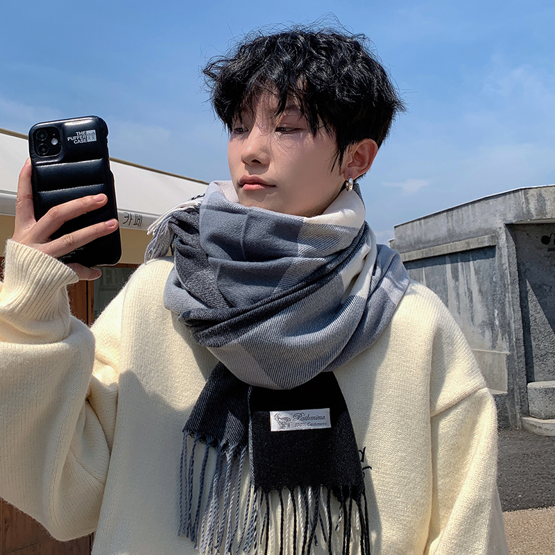围巾男士冬季保暖防风防寒