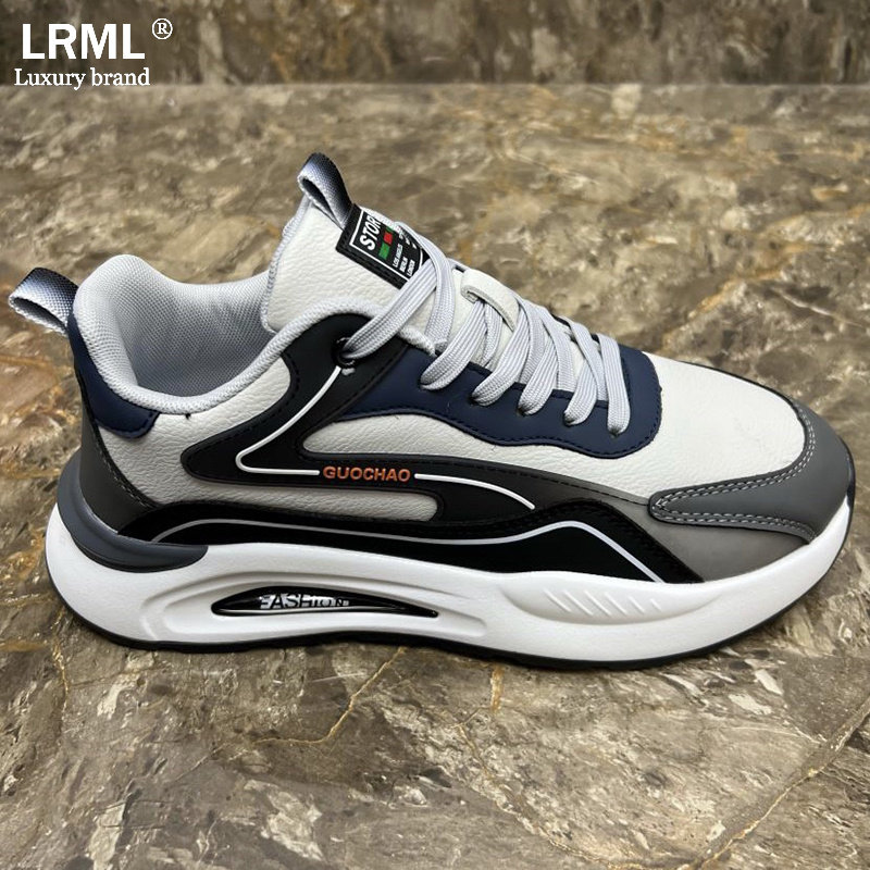 男鞋春秋季2025新款皮面休闲鞋潮流轻便软底透气百搭时尚运动鞋
