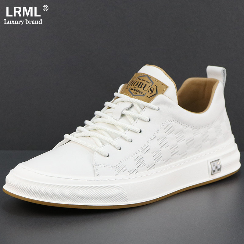 小白鞋男款秋季时尚真皮系带透气防臭软底潮流百搭运动休闲板鞋