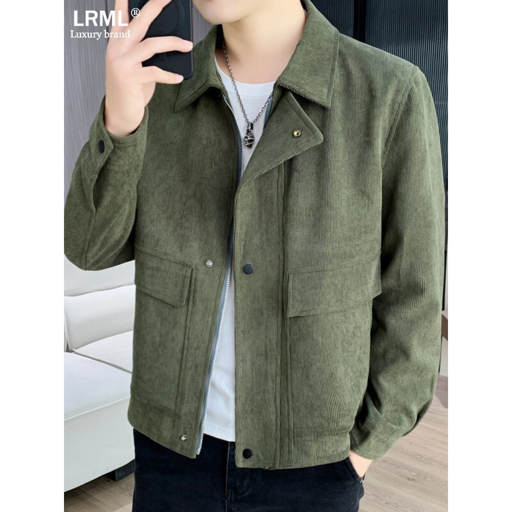 夹克男2025春秋季新款休闲风翻领灯芯绒潮流宽松高级感复古外套