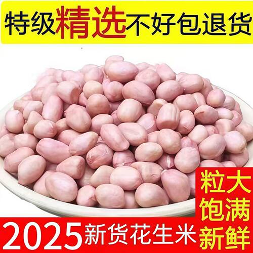 新货白沙花生米粉皮现剥精选无壳榨油粉红大粒新鲜花生仁商用