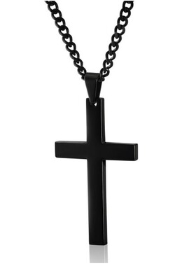 促销新款简约十字架项链吊坠饰品配链条跨境电商速卖通简单光面