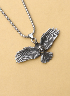 猎鹰项链不锈钢雄鹰展翅新款饰品挂坠欧美潮流嘻哈蹦迪男女复古