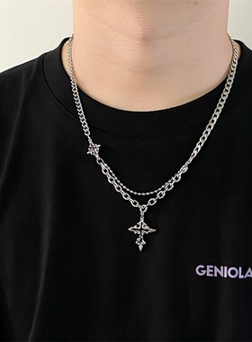黑色十字架拼接项链轻奢感冷淡风时尚百搭小众设计感锁骨链条