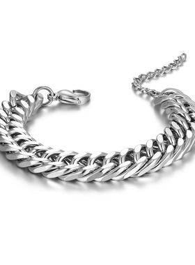 超质感光滑古巴嘻哈男士hiphop手链潮人不锈钢钛钢手镯手环新款
