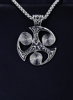 欧美饰品跨境个性钛钢螺旋回旋镖风车项链男士热卖