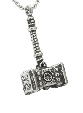 项链男个性不锈钢霸气复古时尚钛钢潮牌雷神锤子吊坠挂件配饰项链