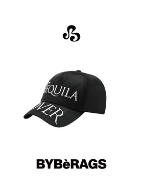 BYBèRAGS*TEQUILA LOVER CAP黑色丝绸质感刺绣英文棒球帽