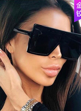 日本topwhit欧美复古大框太阳眼镜新款街拍潮流墨镜方框金属铰链