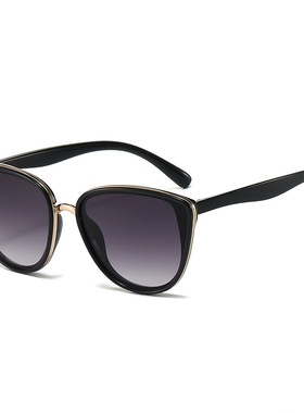 日本topwhit复古经典猫眼太阳镜  百搭简约女士套圈金属百搭墨镜