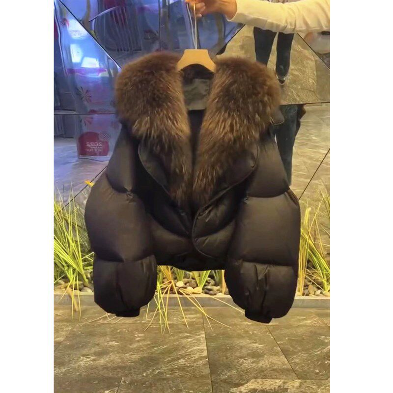 日本topwhit冬季新款时尚保暖棉服小个子洋气毛领外套女