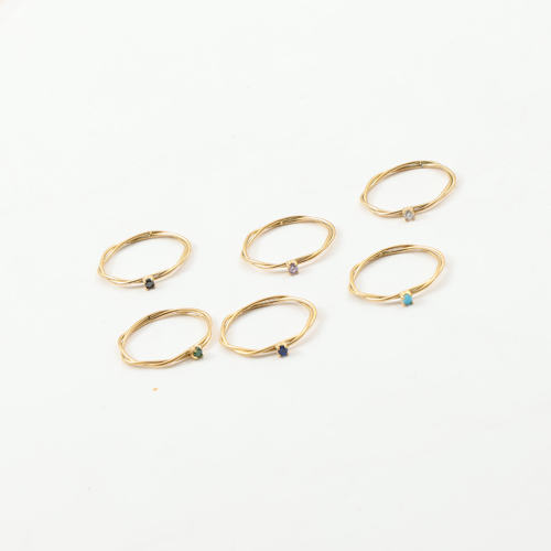 日系topwhit钛钢简约气质博主款~抽象风异形双线条对称戒面戒指