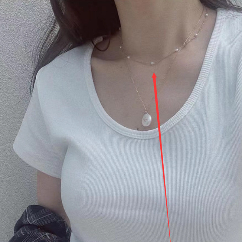 日系TopWhit淡水珍珠 米粒珠子 项链 颈链 钛钢电镀18k金 i项链