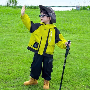 中大童男装一米二三四五六年级七八九十岁小孩春工装裤冲锋衣套装