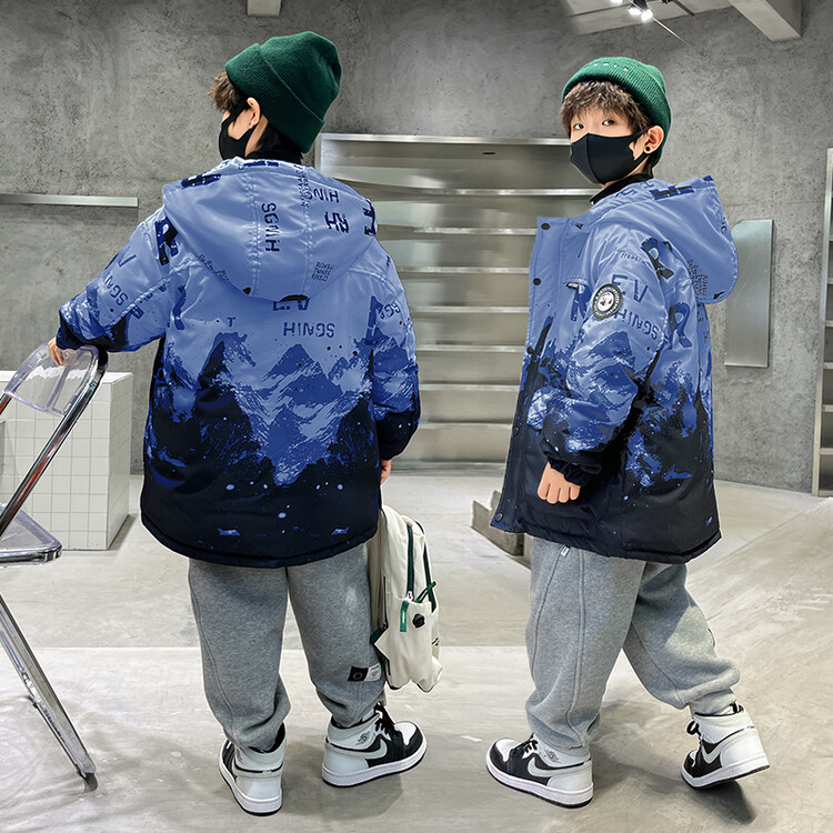 大童男装一米二三四五六年级七九十岁小孩棉袄白上冬衣服学生外套