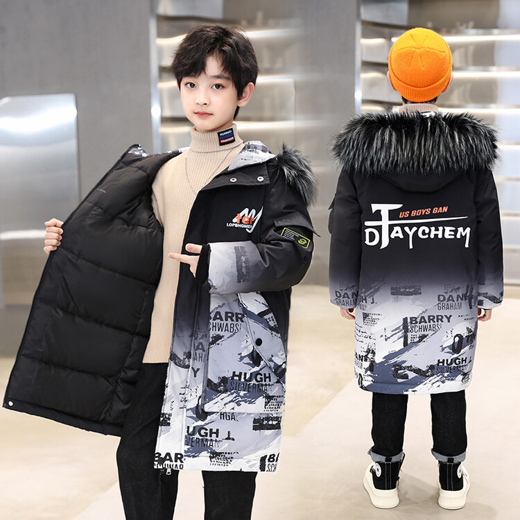 大童男装一米二三四五六年级七八九十岁小孩中长款棉袄冬衣服外套