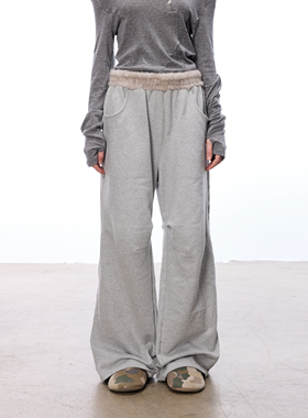 WILDERSHORE 25AW基础灰色羊羔绒毛毛腰头宽松卫裤直筒休闲长裤女