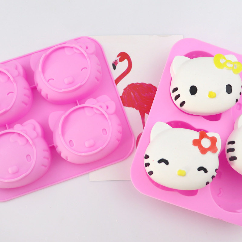 4连猫头 硅胶蛋糕模具 手工精油皂模具 DIY创意烘焙