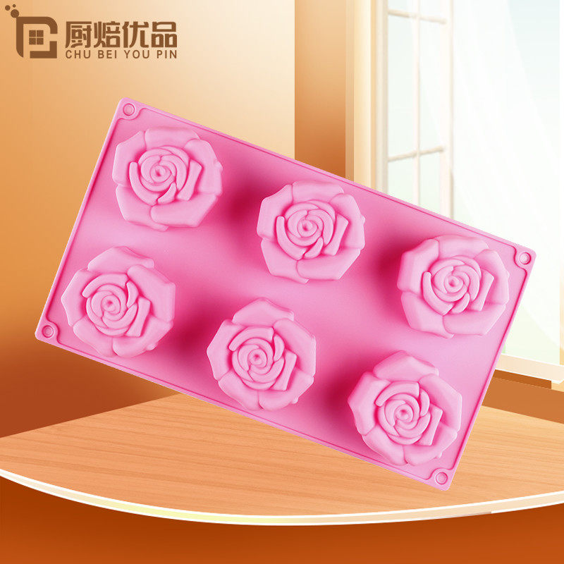 立体玫瑰花硅胶制冰格果冻手工皂慕斯蛋糕烘焙模具可蒸米糕钵仔糕