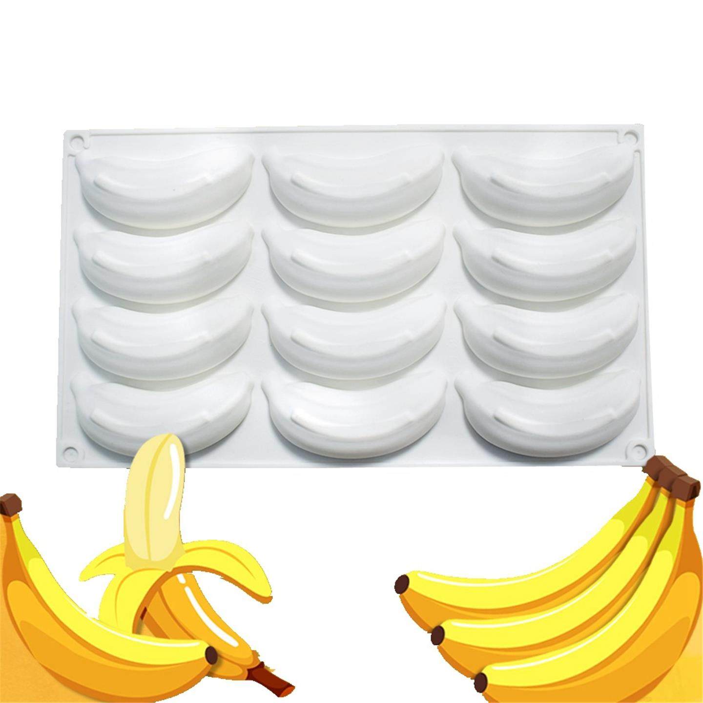 12连香蕉果冻慕斯蛋糕模 冰淇凌布丁硅胶模具DIY烘培巧克力翻糖模