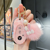 适用奔驰钥匙套glc女2024款 c260l汽车glb200扣e260高级感e350el壳