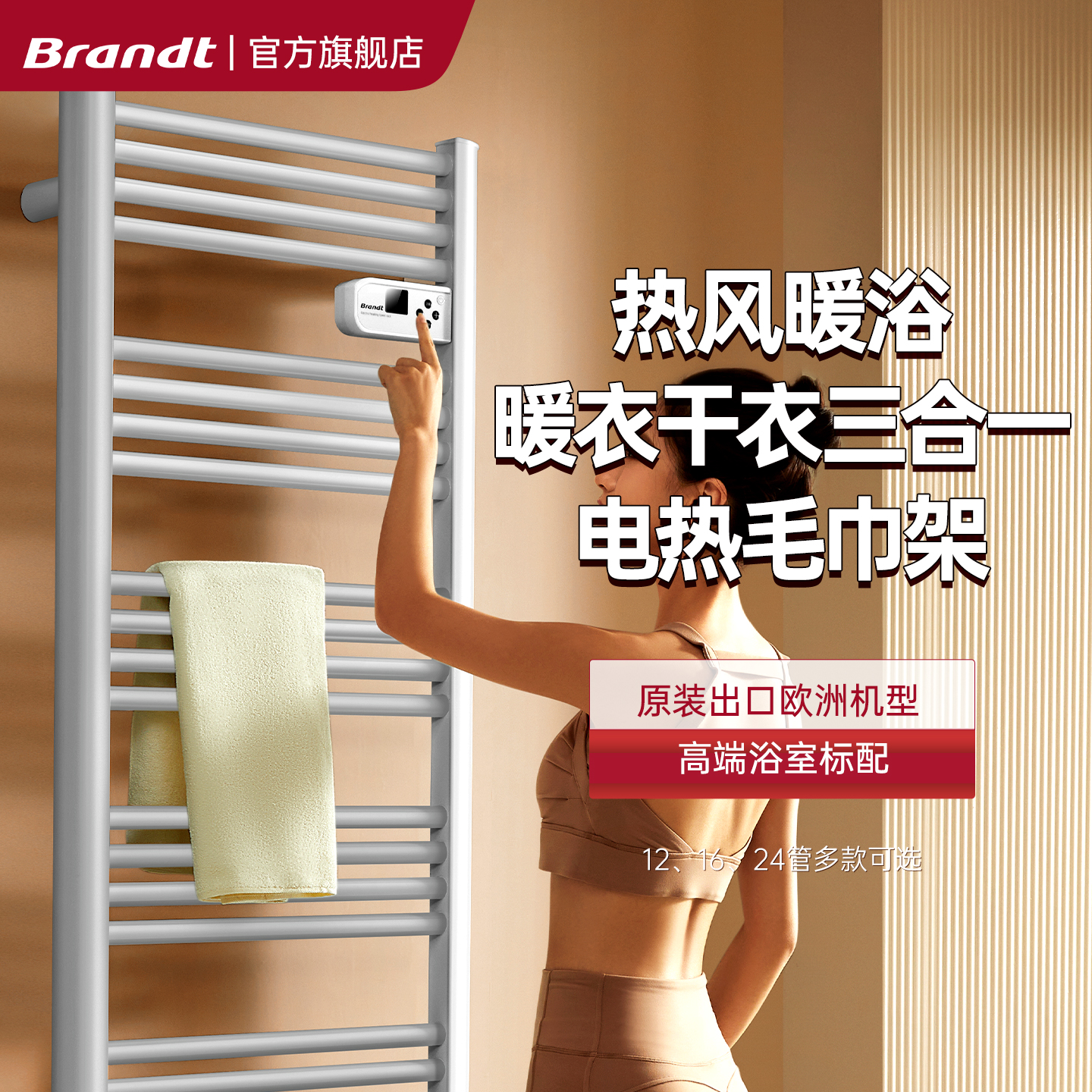 欧洲原版带暖风浴室电热毛巾架
