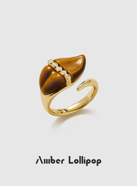 安铂洛利虎眼石开口戒