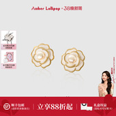 AmberLollipop山茶花耳环小众珍珠耳钉女2026爆款 银耳饰节日礼物
