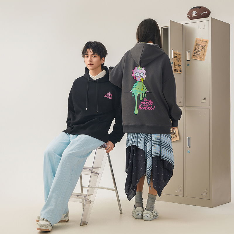 辛普森一家美式复古连帽卫衣男春秋季2025新款潮牌重磅情侣上衣女