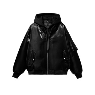 辛普森一家金属流光质感连帽假两件防风白鸭绒冬季羽绒服男女同款