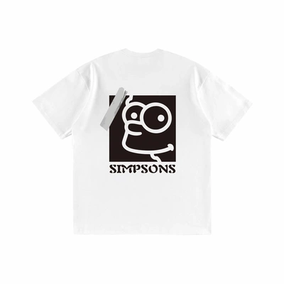 The Simpsons辛普森一家 立体字母印花 美式国潮高街宽松短袖T恤