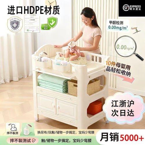 进口环保HDPE多功能婴儿尿布台轻松换尿布收纳抚触沐浴三合一