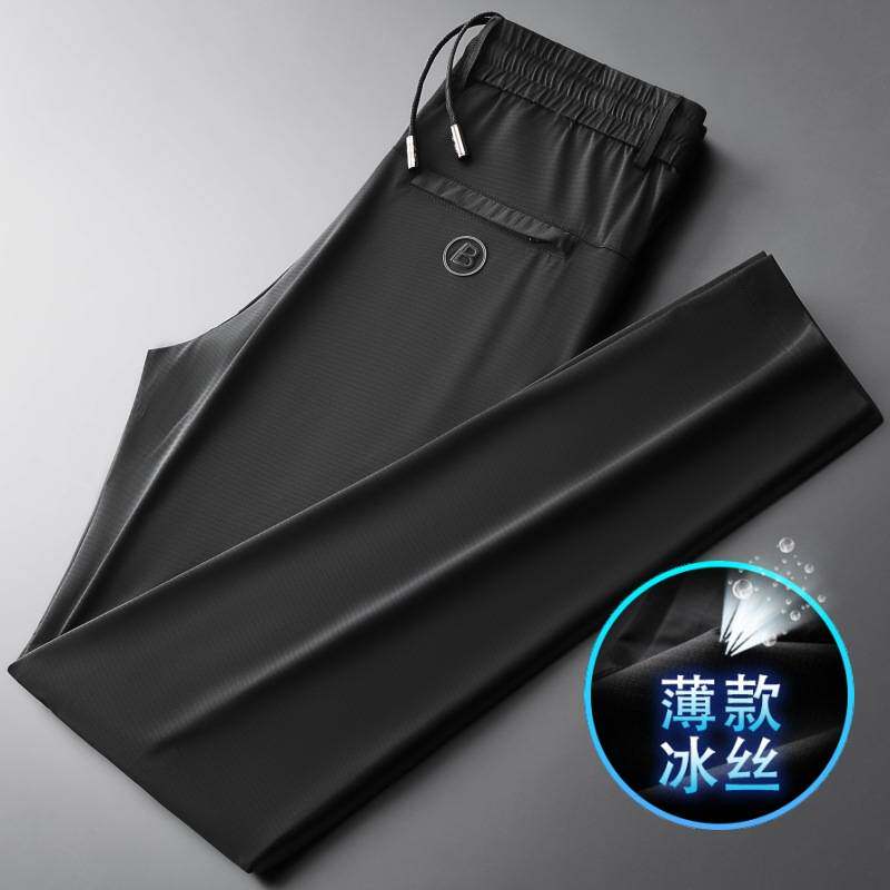 官方正品质感冰丝速干男裤夏季爸爸裤子超薄款商务休闲裤男直筒男