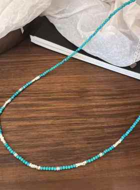 多巴胺渐变绿色彩色天然石项链