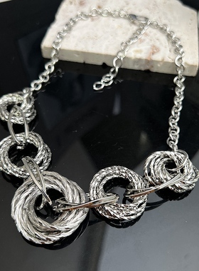 新款韩版手工绕线大小圈圈项链