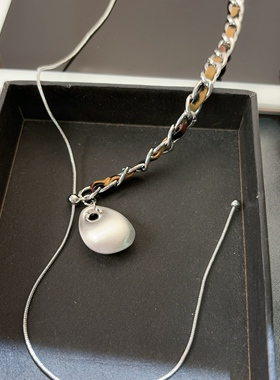 轻奢高级感水滴吊坠项链女小众设计感金属豹纹链条锁骨链