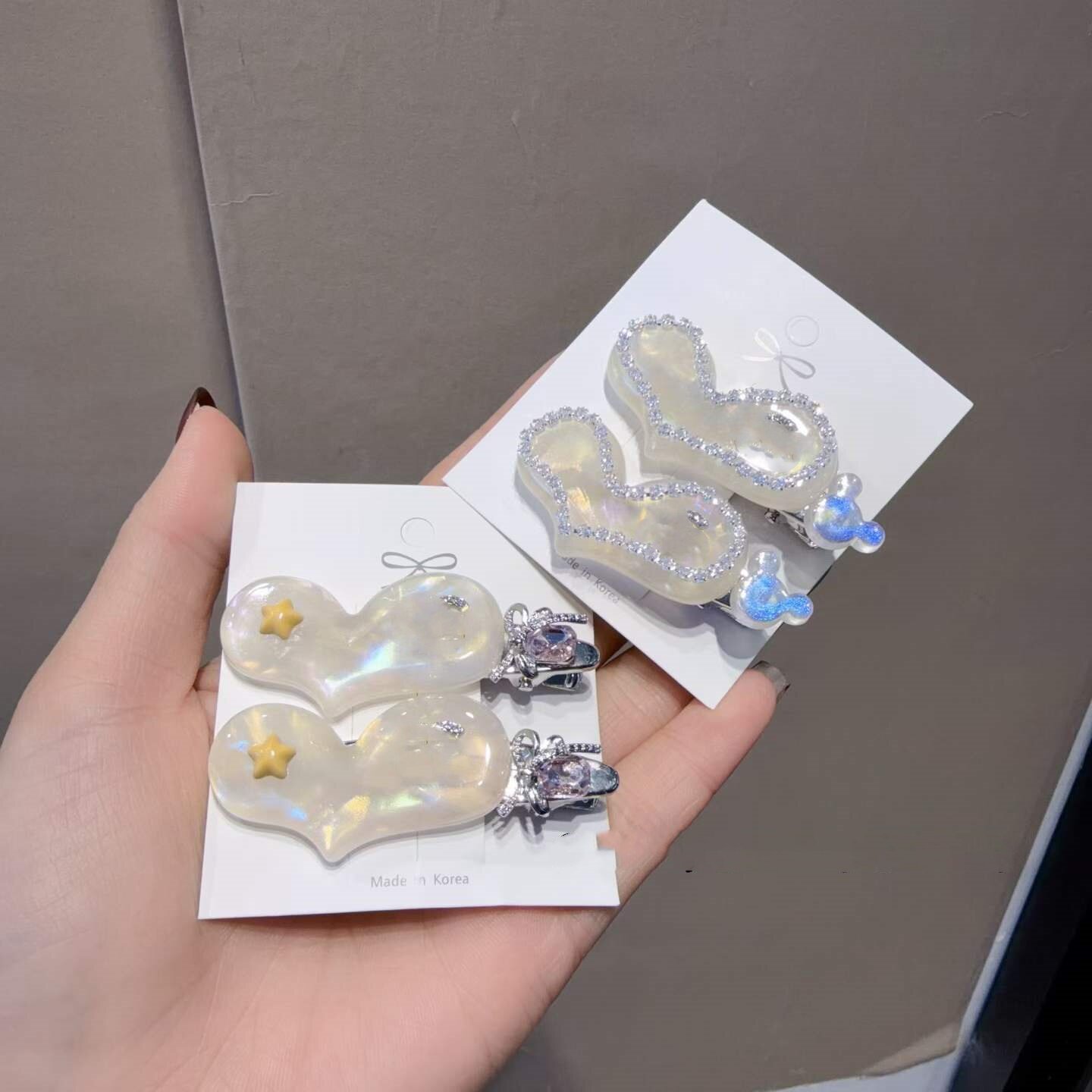 高级感云朵桃心珍珠钻石发夹女爱心星星水钻发饰韩国制造