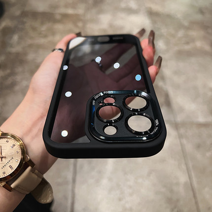 轩晴适用于iphone16pro手机壳高级感金属镜头16简约黑边苹果15proMax透明13新款12全包防摔保护套男女14plus