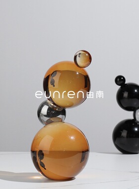 欧式轻奢创意几何水晶球家居桌面摆件软装饰样板房间工艺品小摆设