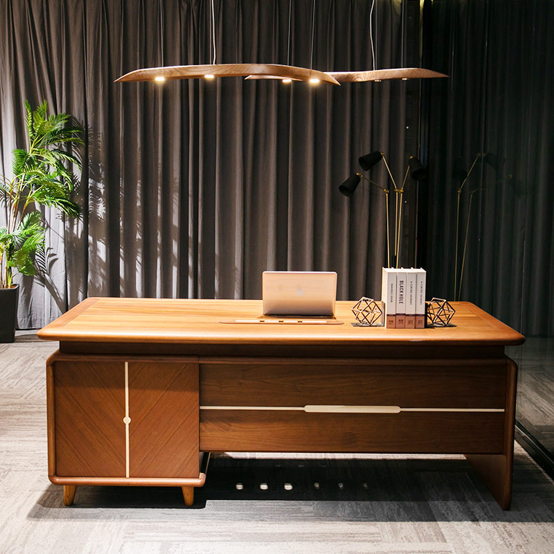 新中式实木办公桌椅组合老板桌总裁桌主管桌办公家具大班台