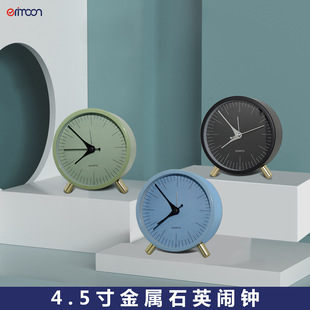 欧式新款电子闹钟简约静音儿童钟表客厅桌面圆形创意学生指针台钟