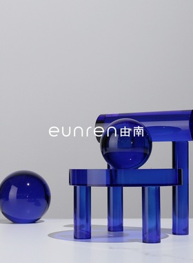 现代简约客厅蓝色水晶小椅子摆件家居茶几电视柜摆设样板间装饰品