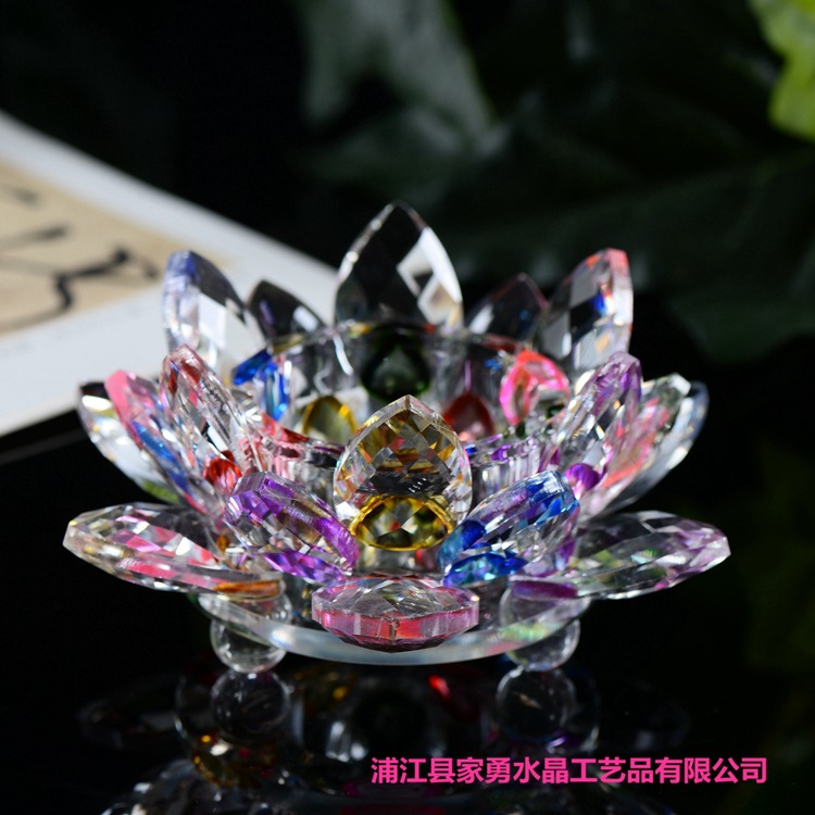 水晶玻璃莲花烛台供佛灯 莲花酥油灯工艺品摆件紫水晶