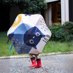 anplus安加儿童雨伞圆角小学生幼儿园防戳伤反光条签名防晒