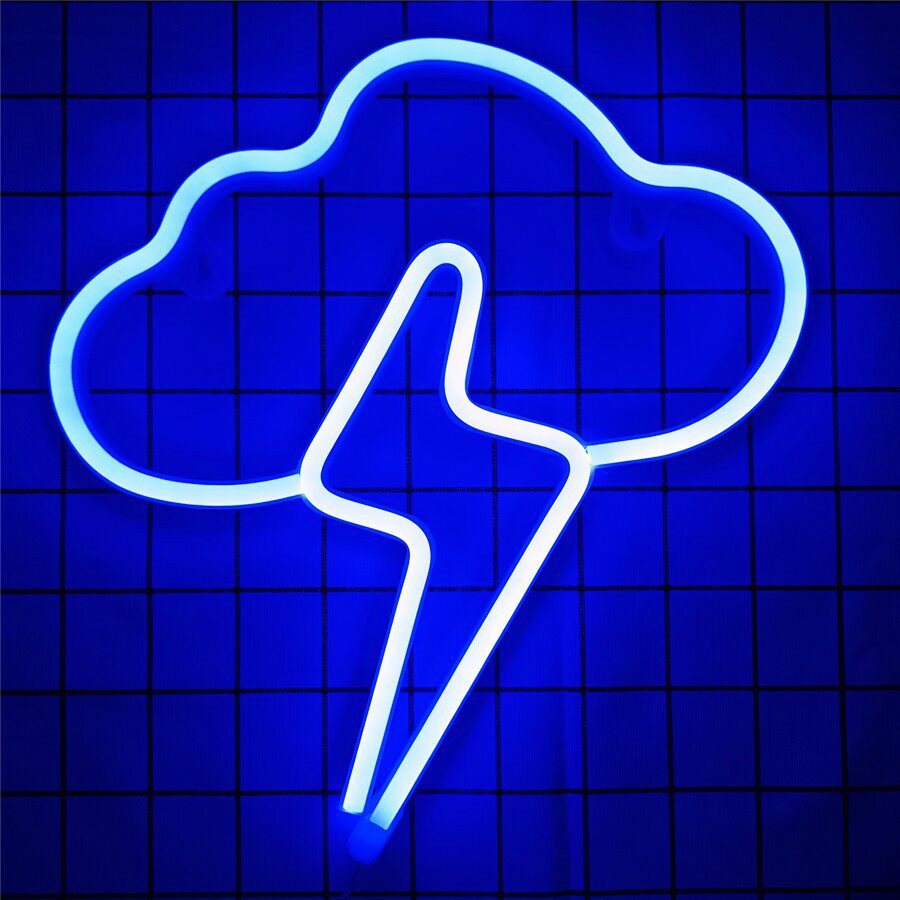 led霓虹灯新款闪电云朵造型灯雷阵雨造型房间装饰小夜灯新品ins