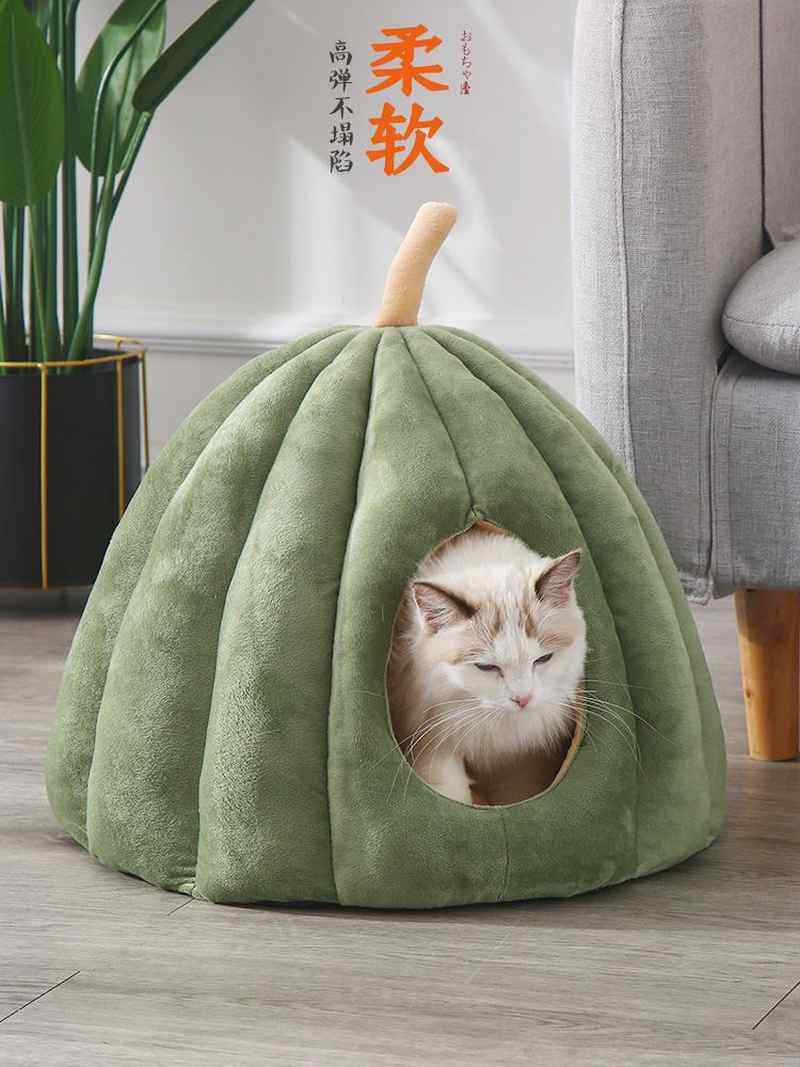 冬日南瓜猫窝猫咪保暖神器小猫的房子别墅冬季猫窝大号保暖封闭式