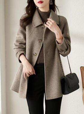 2025秋冬新款赫本风大衣中长款修身显瘦娃娃领小个子毛呢外套女